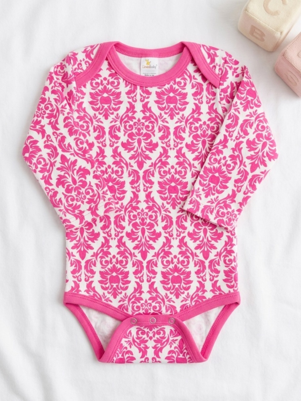 Onesie - Pretty in Pink! Vintage Damask Long-Sleeve Bodysuits